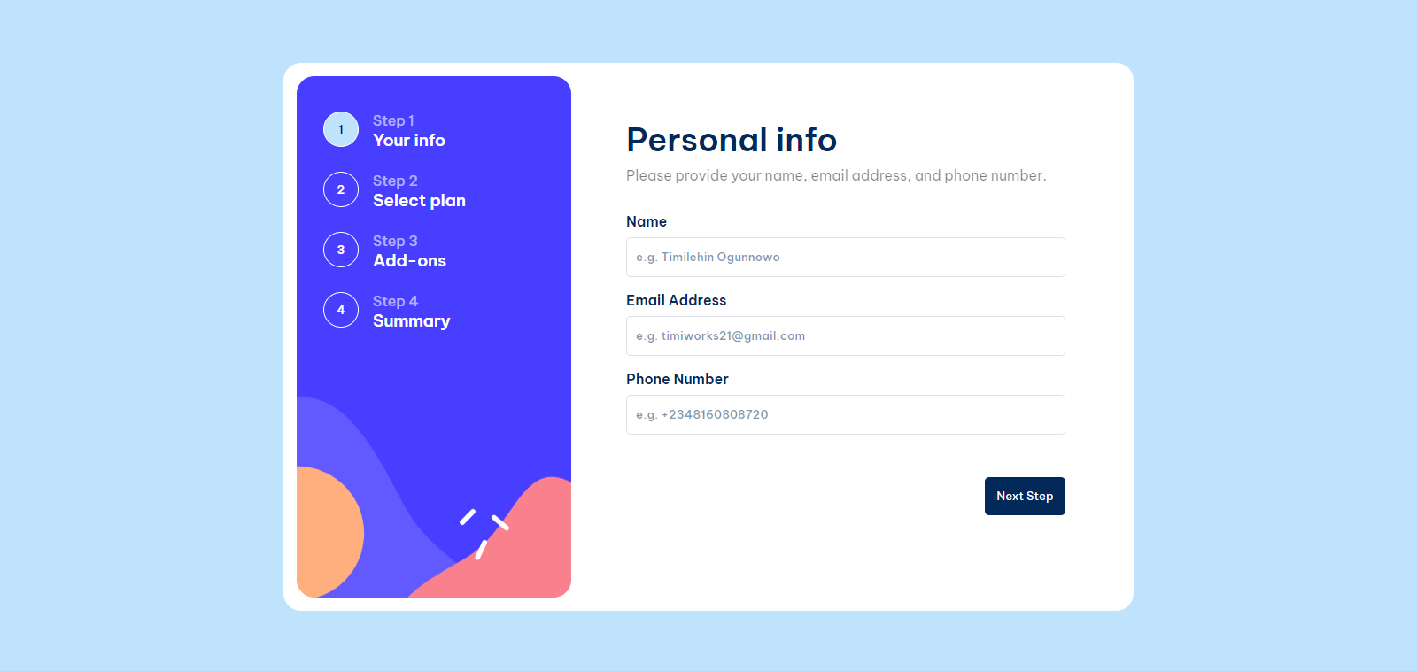 Frontend Mentor multi-form